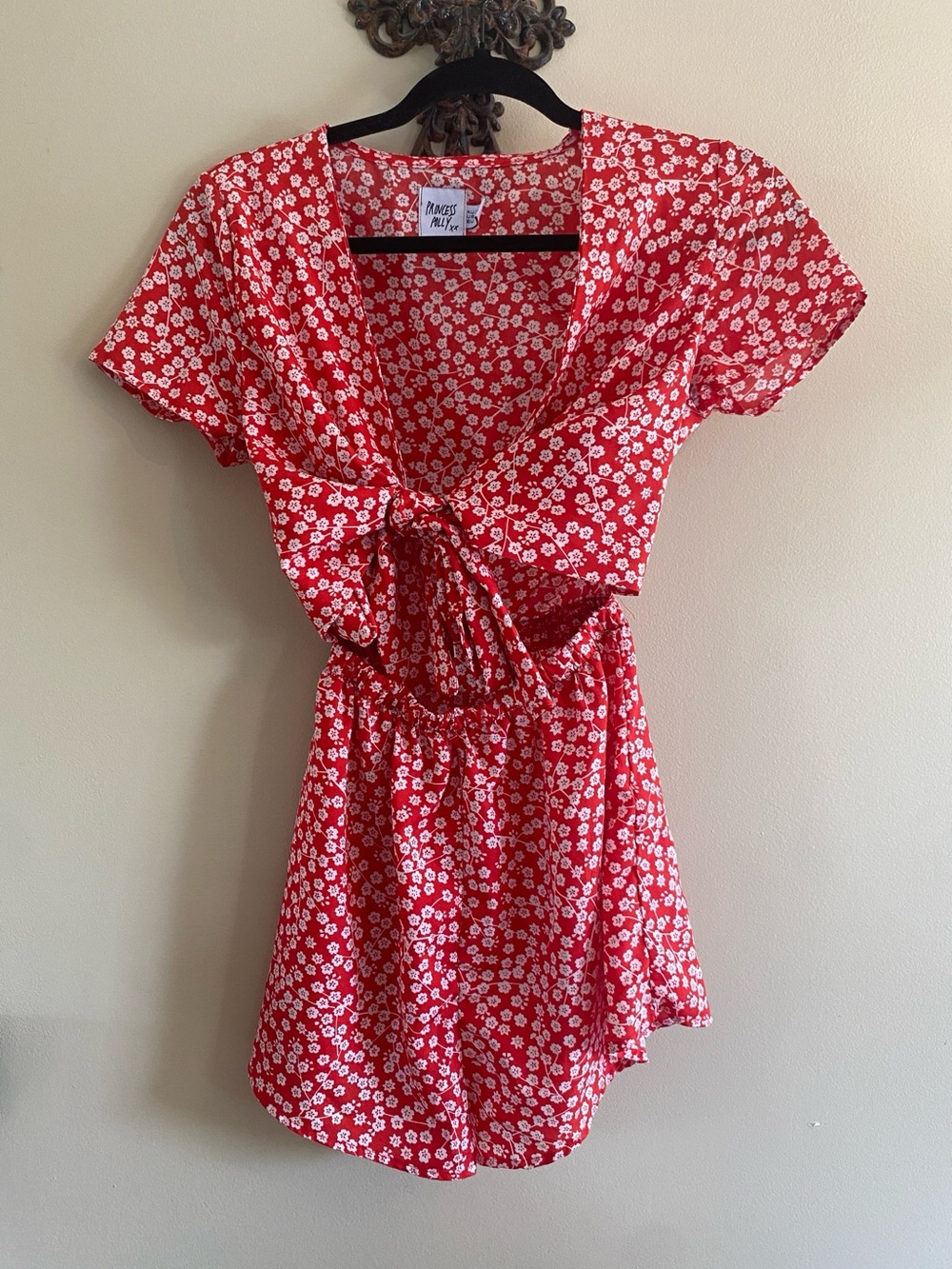 Princess Polly Red and White Floral romper
